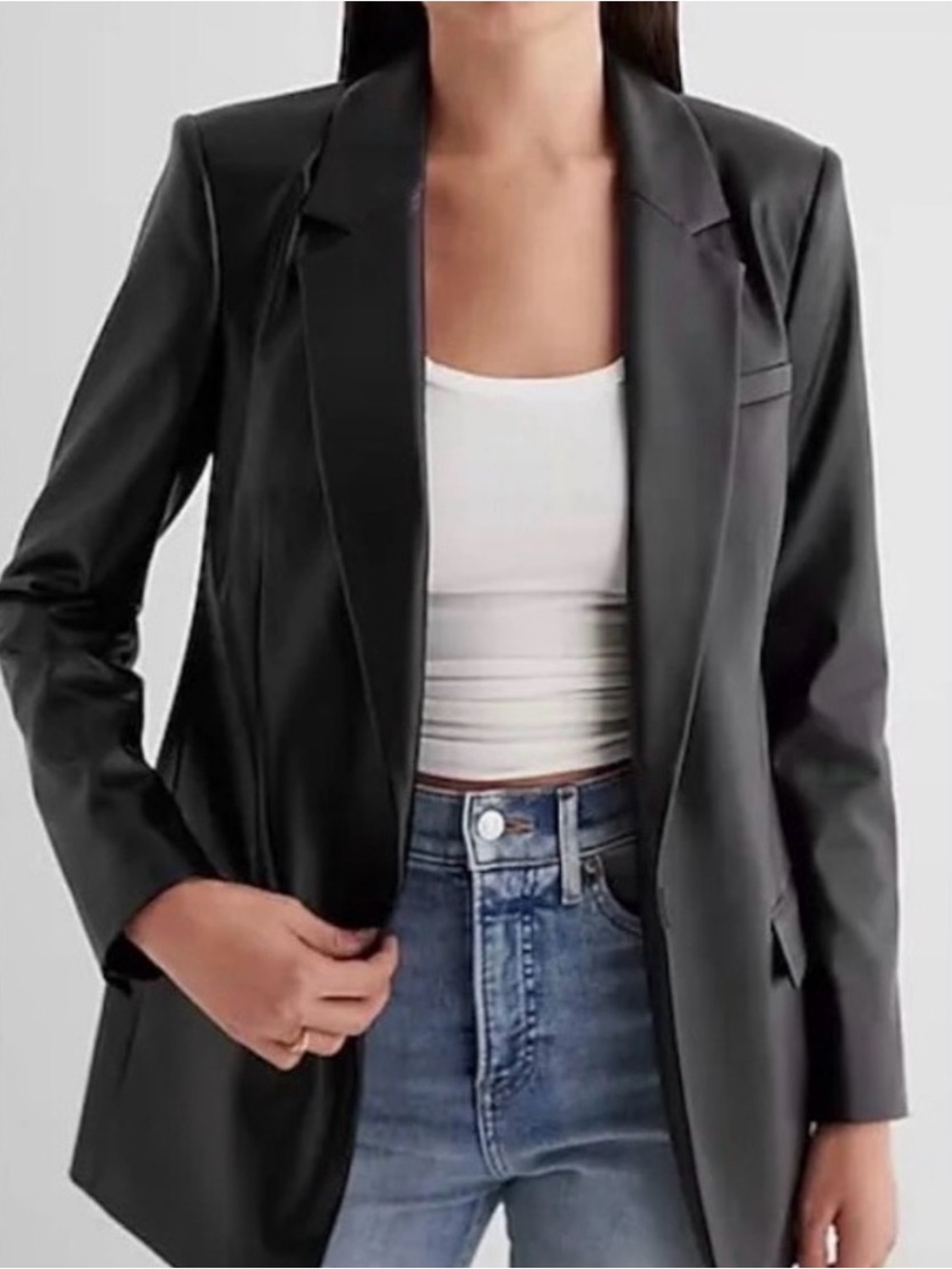 Express Black Faux Leather Blazer